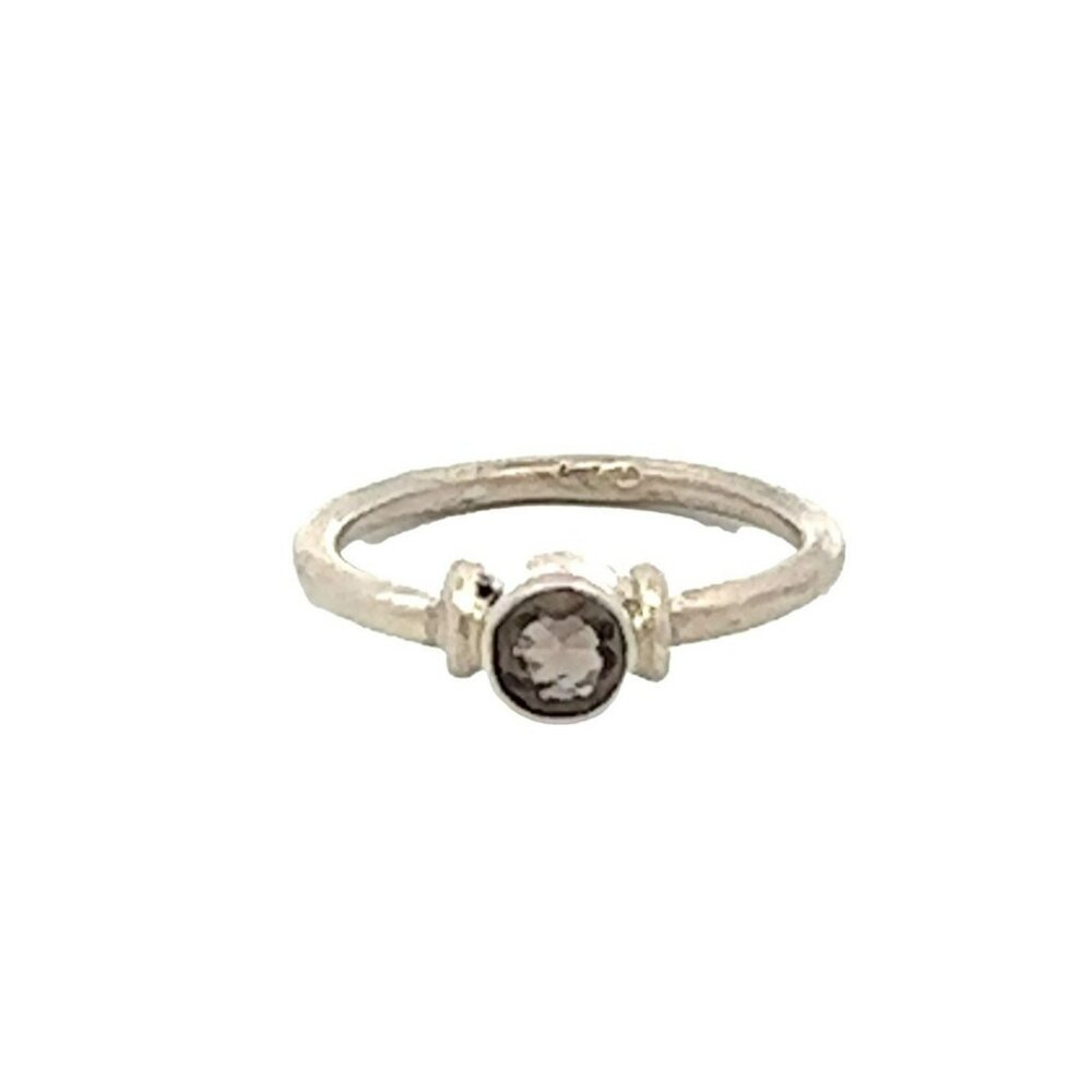 Estate Sterling Silver & Smoky Topaz‎ Size 6.75 Band Ring! 40